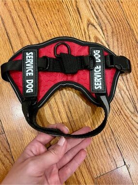 Red Service Dog Harness Vest Reflective Adjustable XS No Pull Training